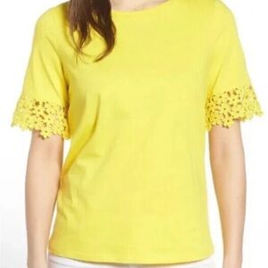 Draper James Womens Contemporary Palmetto Lace Tee